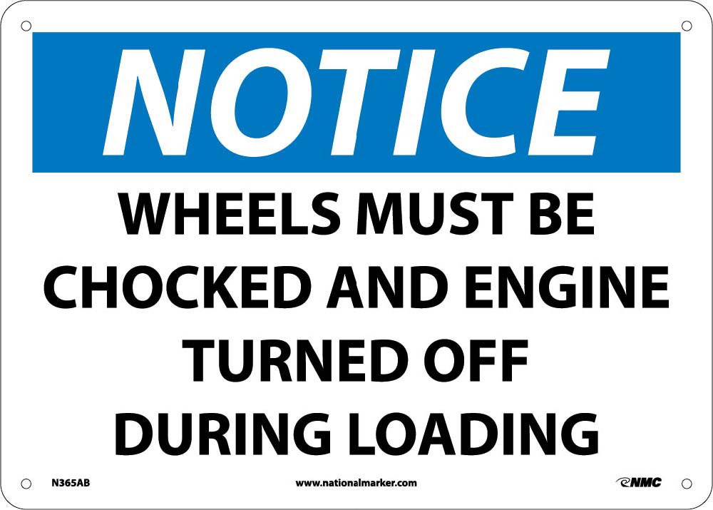 Notice Wheels Must Be Chocked Sign-eSafety Supplies, Inc