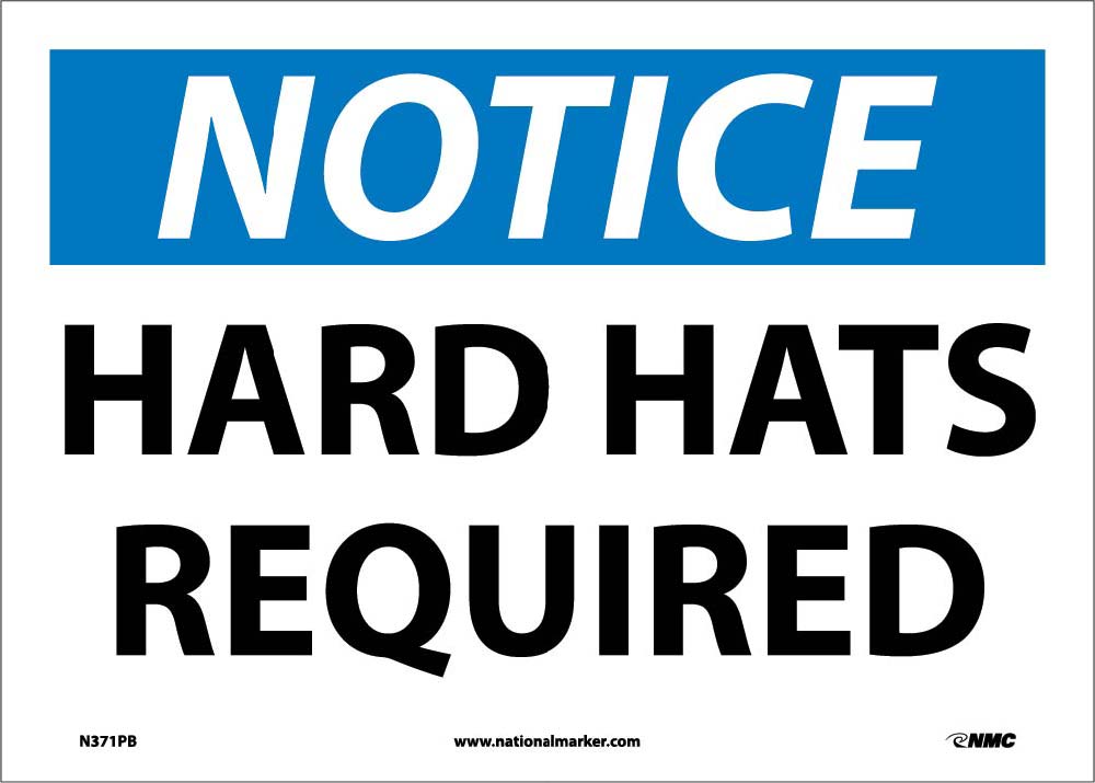 Notice Hard Hats Required Sign-eSafety Supplies, Inc
