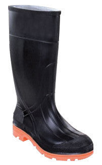 Servus By Honeywell Size 9 PRM Black 15" PVC Knee Boots With Self-Cleaning Orange Outsole, Steel Toe And Removable Insole-eSafety Supplies, Inc