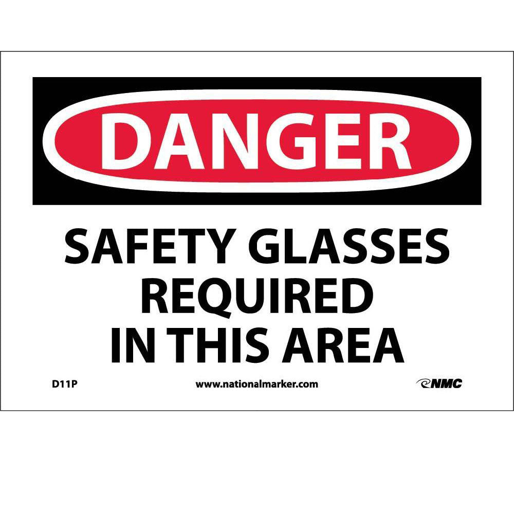 Danger Safety Glasses Required In This Area Sign-eSafety Supplies, Inc
