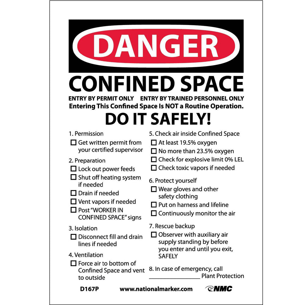 Danger Confined Space Permit Required Sign-eSafety Supplies, Inc