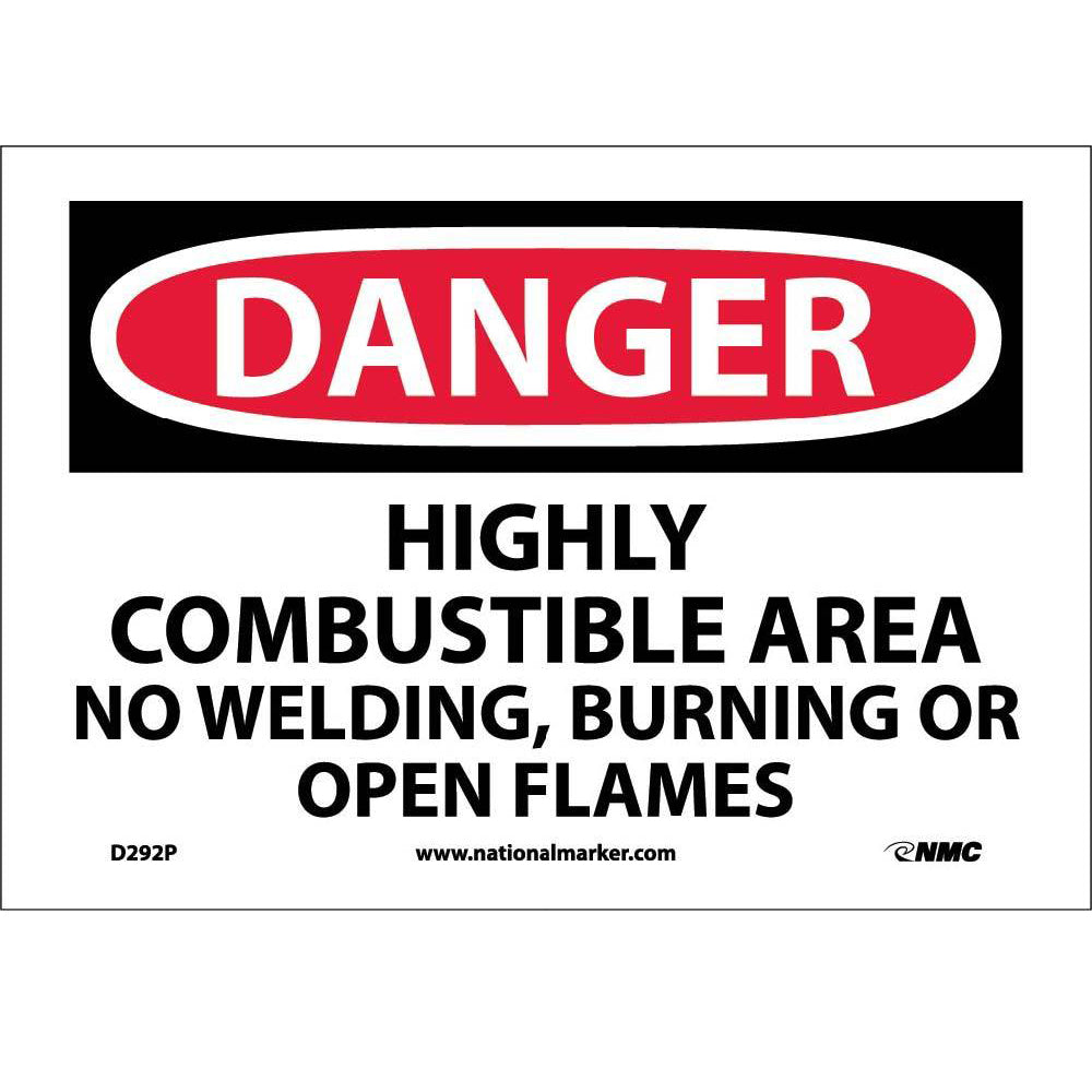 Highly Combustible Area No Welding Burni Sign-eSafety Supplies, Inc