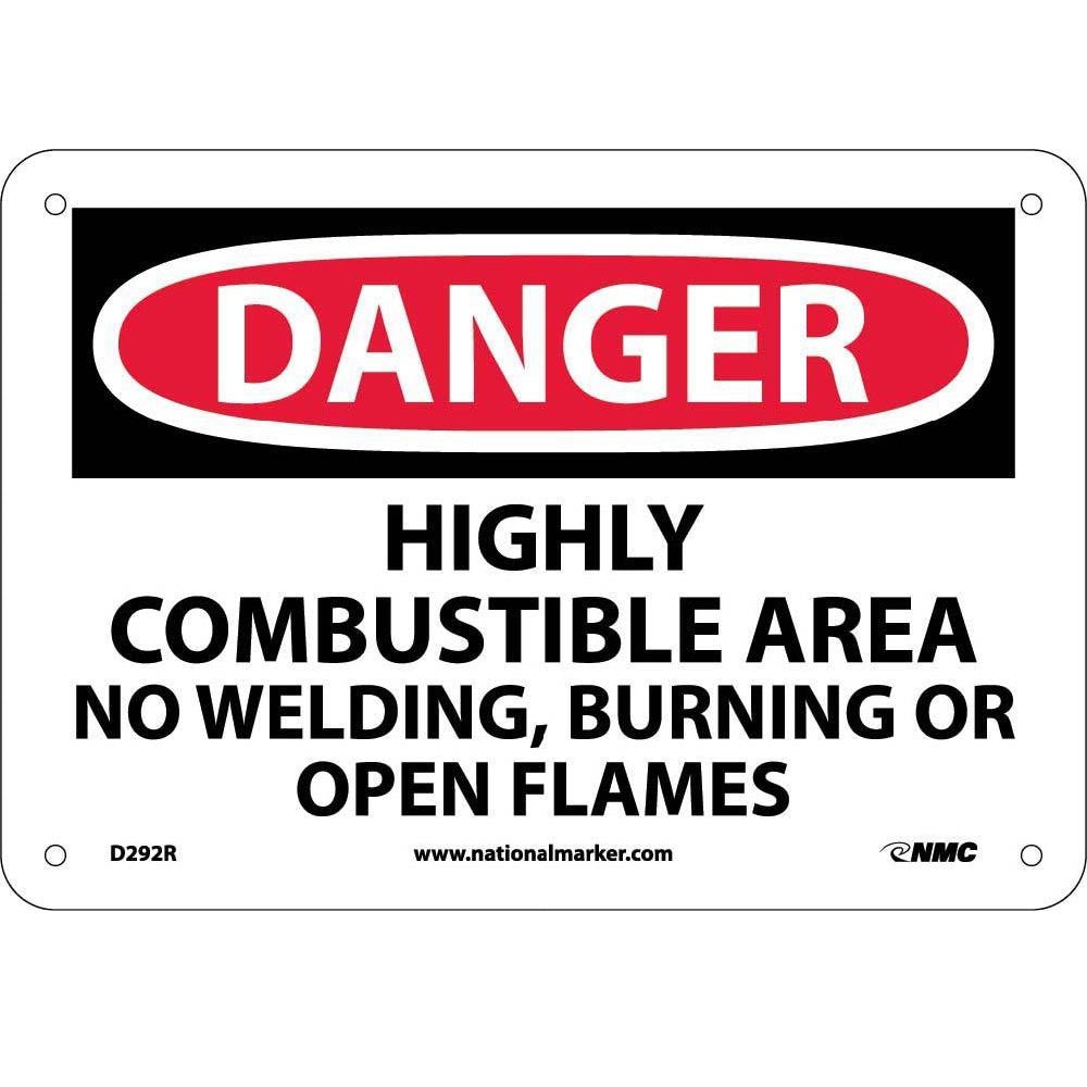 Highly Combustible Area No Welding Burni Sign-eSafety Supplies, Inc