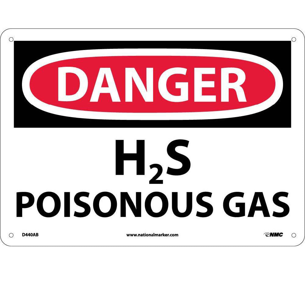 Danger H2S Poisonous Gas Sign-eSafety Supplies, Inc