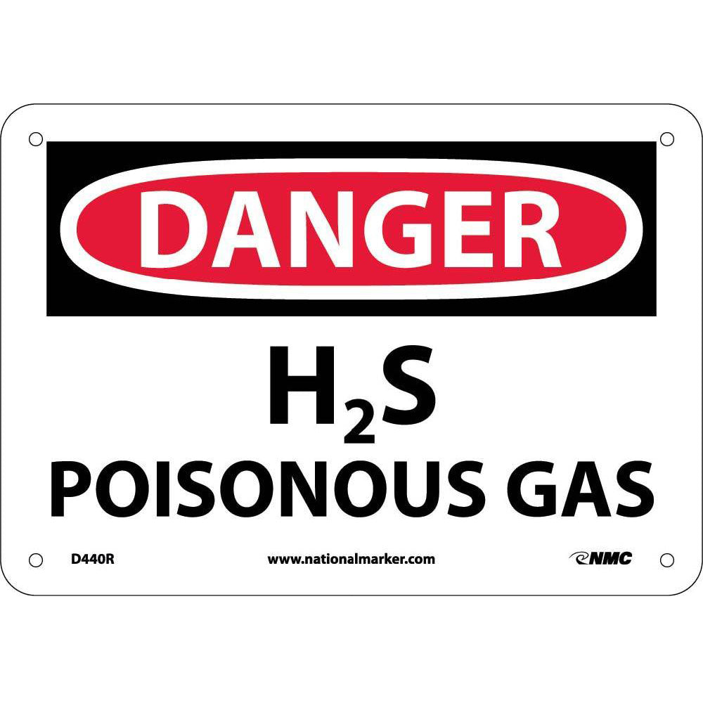 Danger H2S Poisonous Gas Sign-eSafety Supplies, Inc