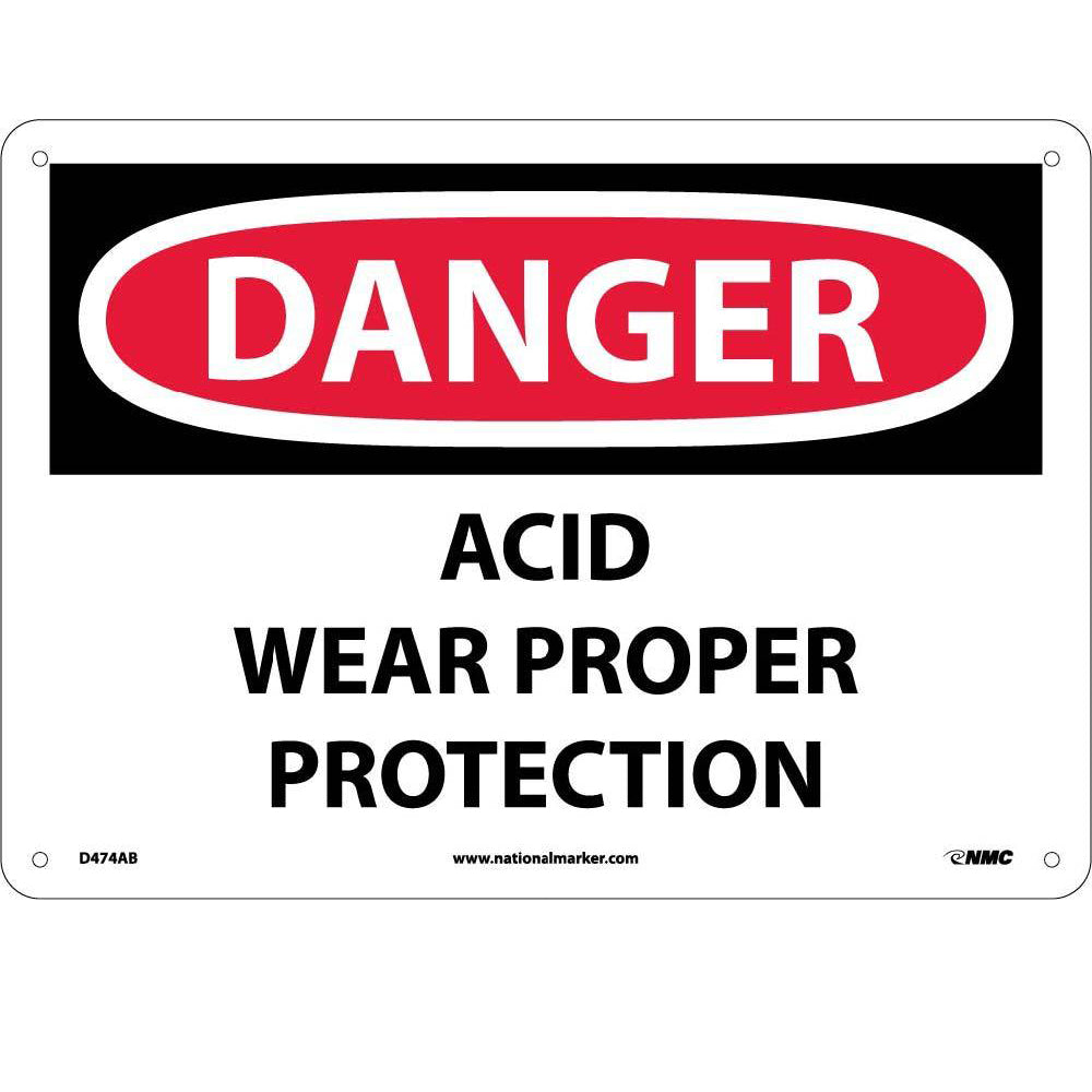 Danger Acid Wear Proper Protection Sign-eSafety Supplies, Inc
