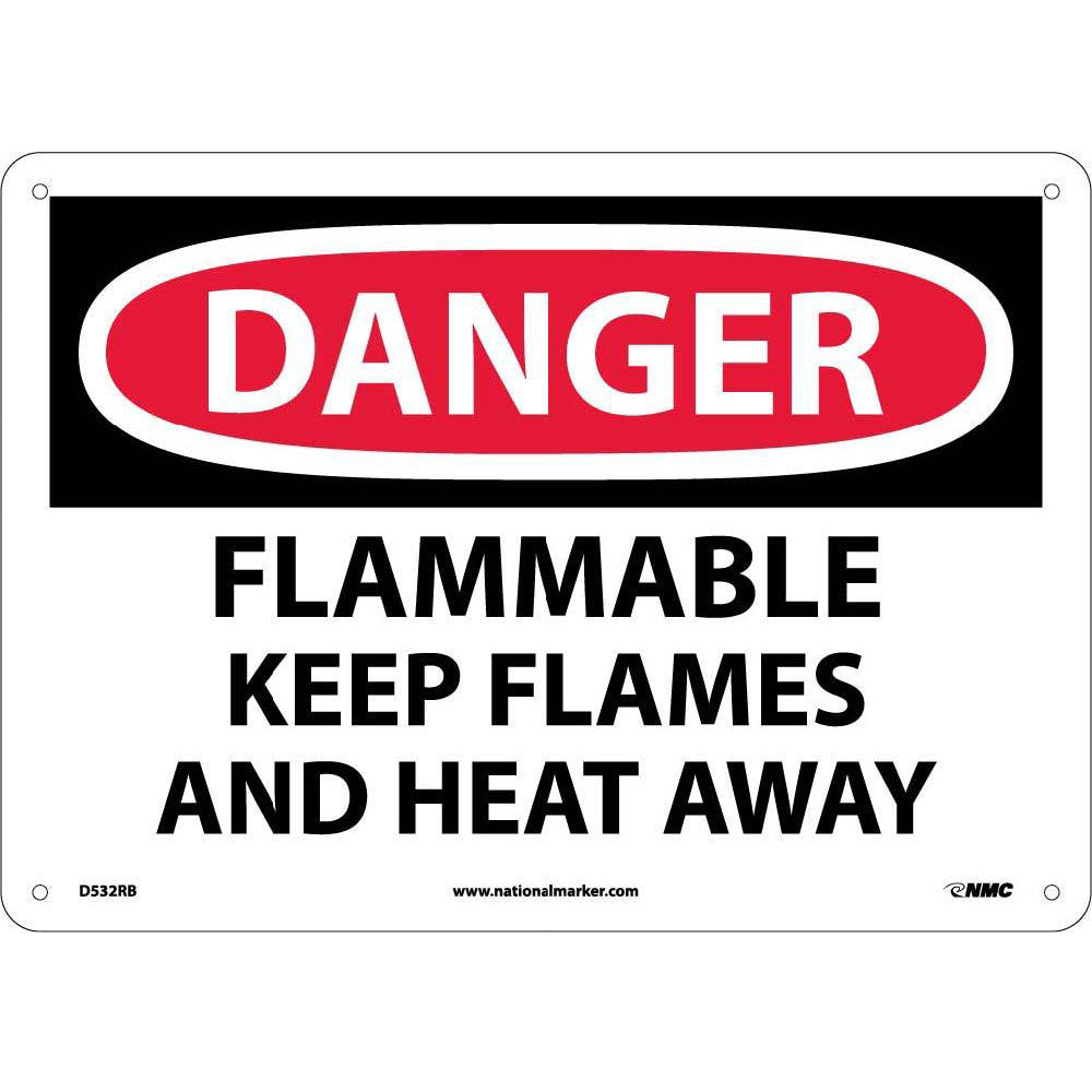 Danger Flammable Keep Flames And Heat Away Sign-eSafety Supplies, Inc