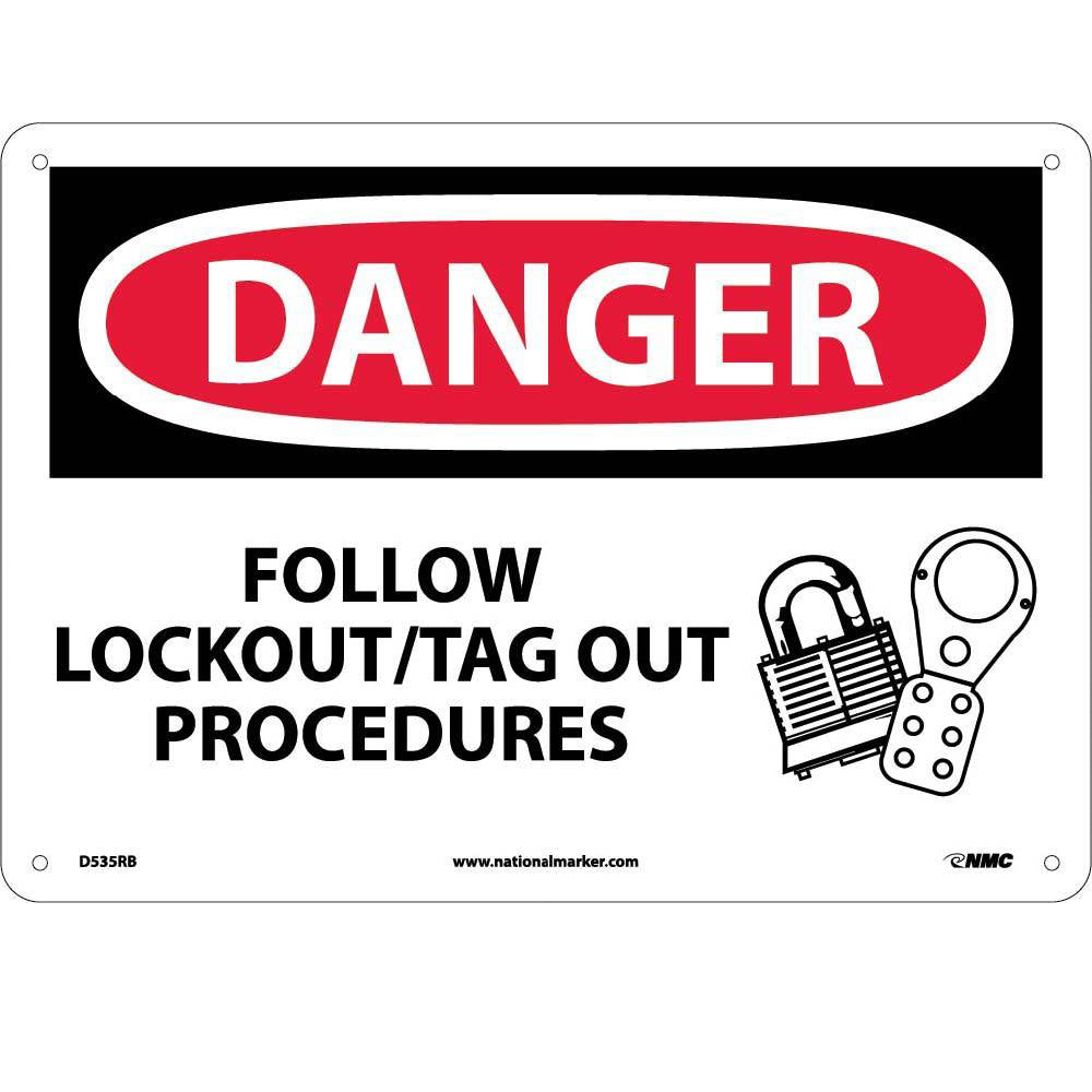 Danger Follow Lockout Tag Out Procedures Sign-eSafety Supplies, Inc
