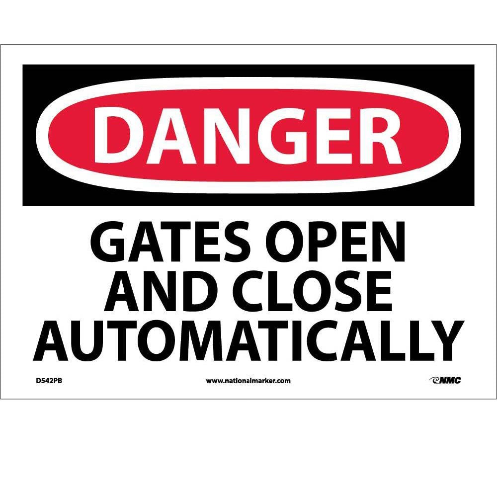 Danger Gates Open And Close Automatically Sign-eSafety Supplies, Inc
