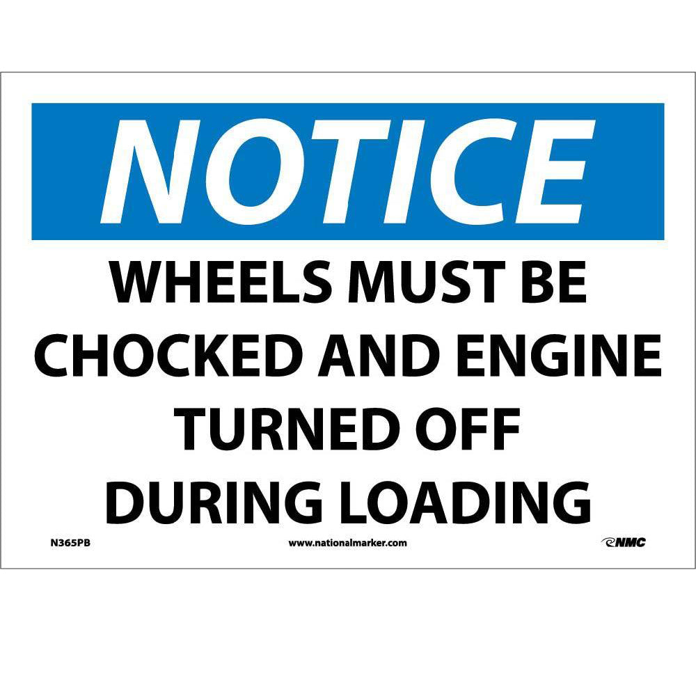 Notice Wheels Must Be Chocked Sign-eSafety Supplies, Inc