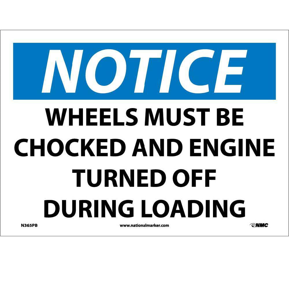 Notice Wheels Must Be Chocked Sign-eSafety Supplies, Inc