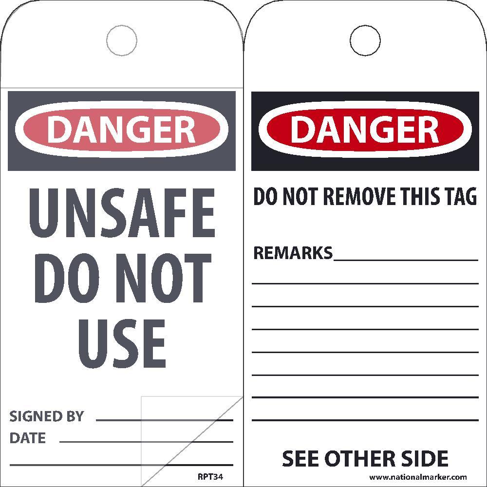 Danger Unsafe Do Not Use Tag