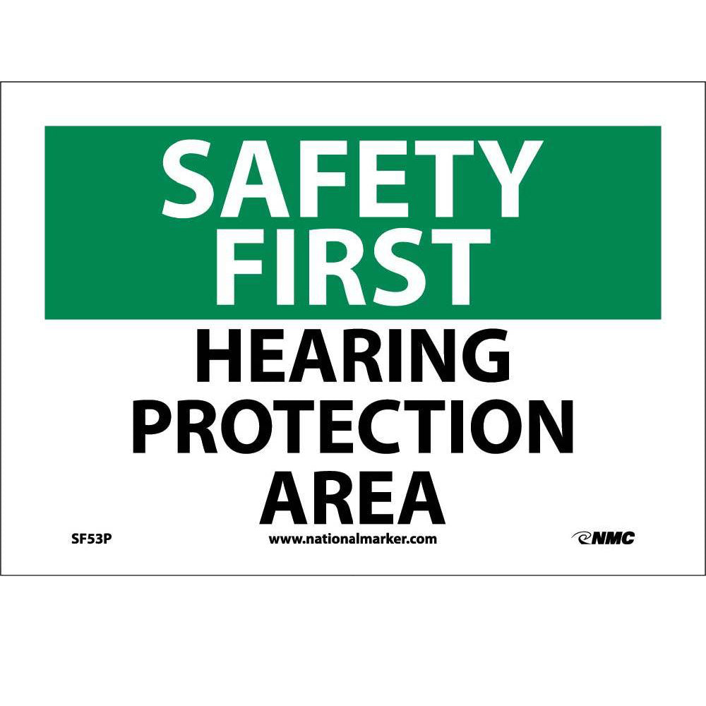 Safety First Hearing Protection Area Sign-eSafety Supplies, Inc