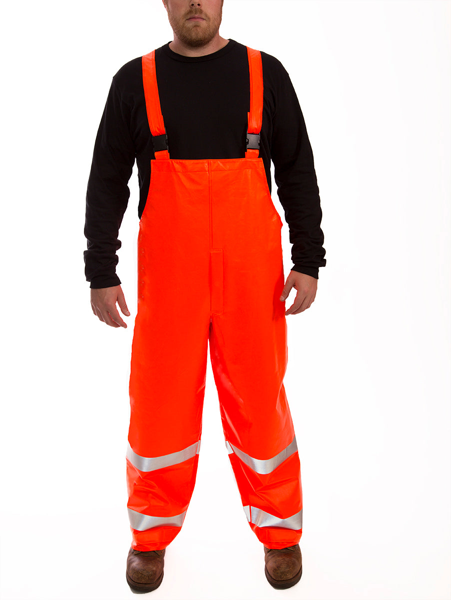 Eclipse™ Overall - Fluorescent Orange-Red - Snap Fly Front - Silver Reflective Tape-eSafety Supplies, Inc