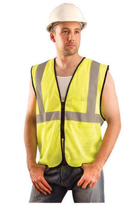 OccuNomix 4X - 5X Hi-Viz Yellow Value Polyester Mesh Standard Vest With Zipper Closure And 2" Silver Reflective Tape And 1 Pocket-eSafety Supplies, Inc
