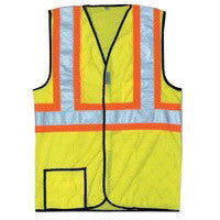OccuNomix Large Hi-Viz Yellow OccuLux Premium Light Weight Cool Polyester Mesh Class 2 Two-Tone Vest With Front Hook And Loop Closure And 3M Scotchlite 2" Reflective Tape And 2 Pockets-eSafety Supplies, Inc