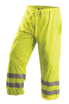OccuNomix Large Hi-Viz Yellow OccuLux Premium Light Weight Tricot Class E Breathable Pants With Snap Closure, 3M Scotchlite 2" Reflective Tape, Elastic Waistband, Removable Sleeves, Hood And-eSafety Supplies, Inc
