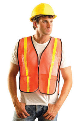 OccuNomix Regular Hi-Viz Orange OccuLux Value Economy Light Weight Polyester Mesh Vest With Front Hook And Loop Closure, 1" Gloss Reflective Tape, Elastic Side Straps And 1 Pocket-eSafety Supplies, Inc