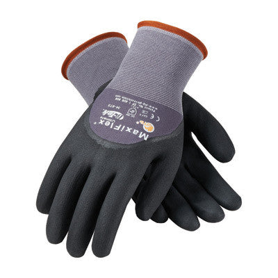 Protective Industrial Products Small MaxiFlex Ultimate by ATG 15 Gauge Abrasion Resistant Black Micro-Foam Nitrile Palm, Finger And Knuckle Coated Work Gloves With Gray Seamless Knit Nylon And-eSafety Supplies, Inc