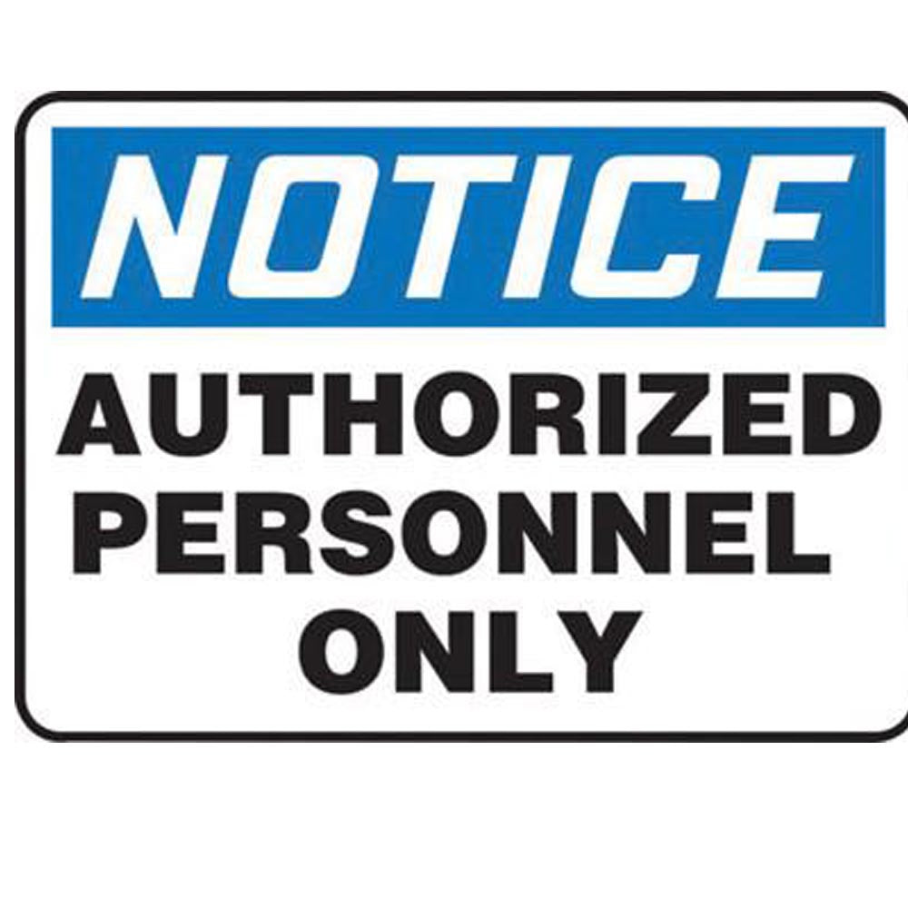 Accuform Signs 10" X 14" Black, Blue And White 0.040" Aluminum Admittance And Exit Sign "NOTICE AUTHORIZED PERSONNEL ONLY" With Round Corner-eSafety Supplies, Inc