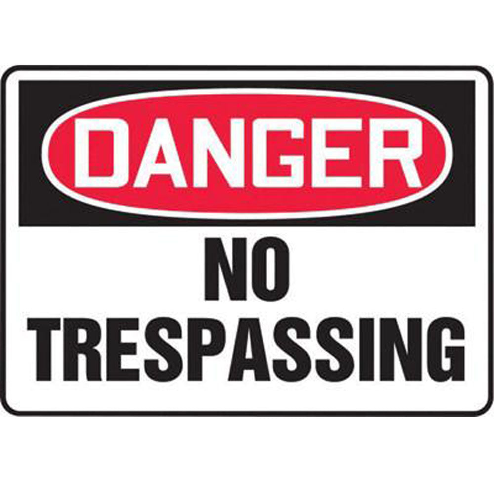 Accuform Signs 10" X 14" Black, Red And White 0.040" Aluminum Admittance And Exit Sign "DANGER NO TRESPASSING" With Round Corner-eSafety Supplies, Inc