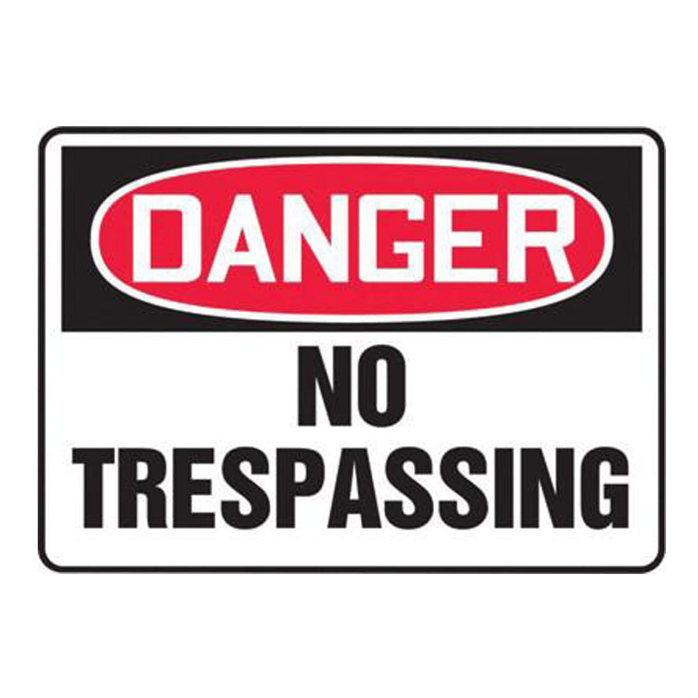 Accuform Signs 10" X 14" Black, Red And White 0.055" Plastic Admittance And Exit Sign "DANGER NO TRESPASSING" With 3/16" Mounting Hole And Round Corner-eSafety Supplies, Inc