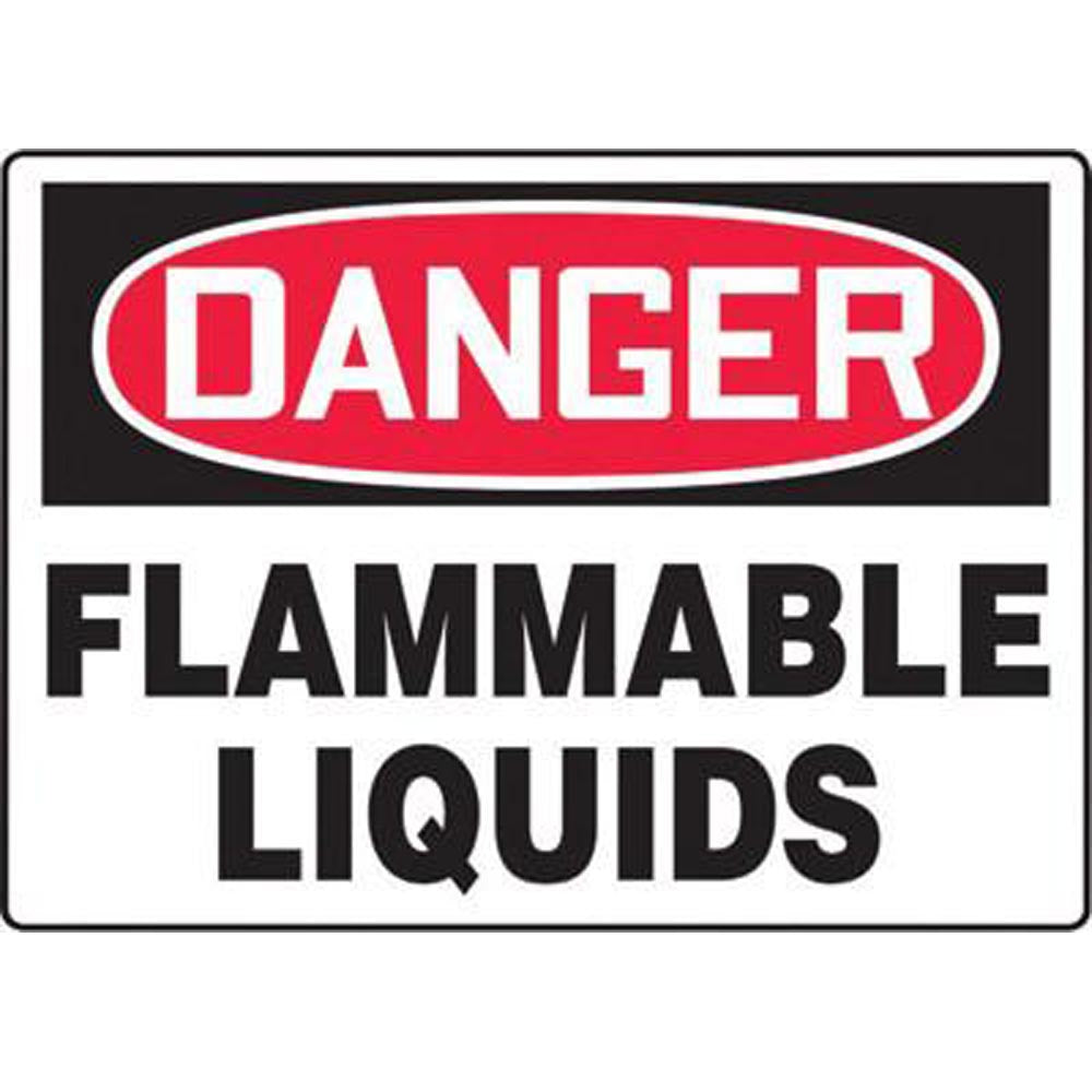 Accuform Signs 10" X 14" Black, Red And White 4 mils Adhesive Vinyl Chemicals And Hazardous Materials Sign "DANGER FLAMMABLE LIQUIDS"-eSafety Supplies, Inc