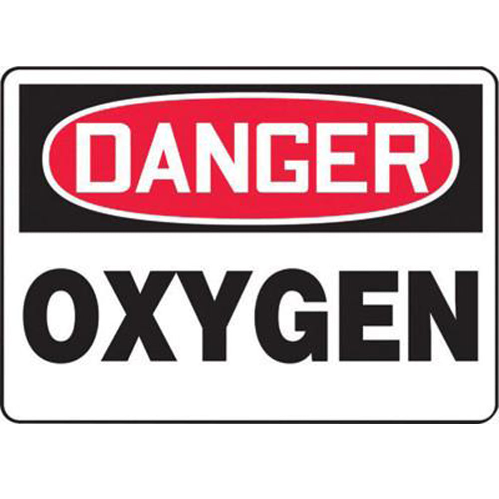 Accuform Signs 7" X 10" Black, Red And White 4 mils Adhesive Vinyl Chemicals And Hazardous Materials Sign "DANGER OXYGEN"-eSafety Supplies, Inc