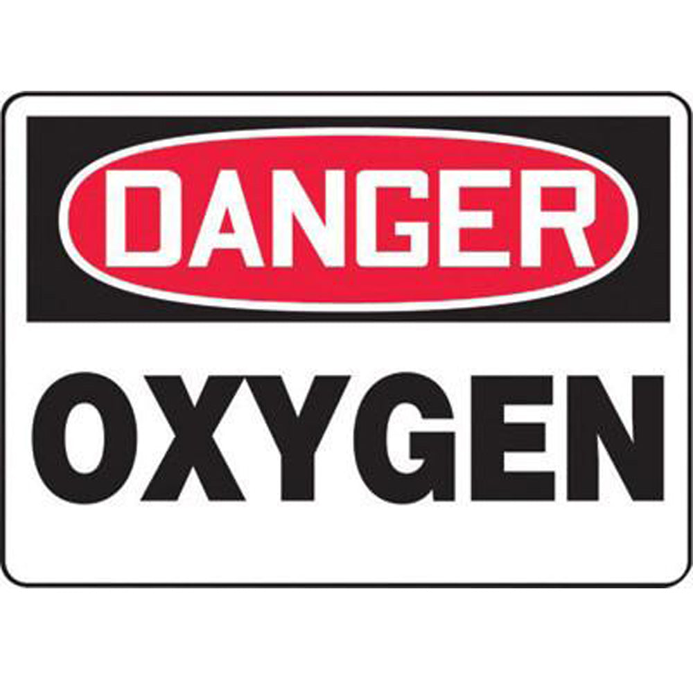 Accuform Signs 10" X 14" Black, Red And White 0.040" Aluminum Chemicals And Hazardous Materials Sign "DANGER OXYGEN" With Round Corner-eSafety Supplies, Inc