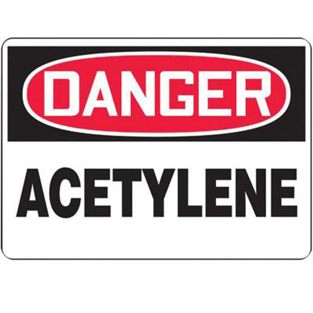 Accuform Signs 7" X 10" Black, Red And White 0.055" Plastic Chemicals And Hazardous Materials Sign "DANGER ACETYLENE" With 3/16" Mounting Hole And Round Corner-eSafety Supplies, Inc