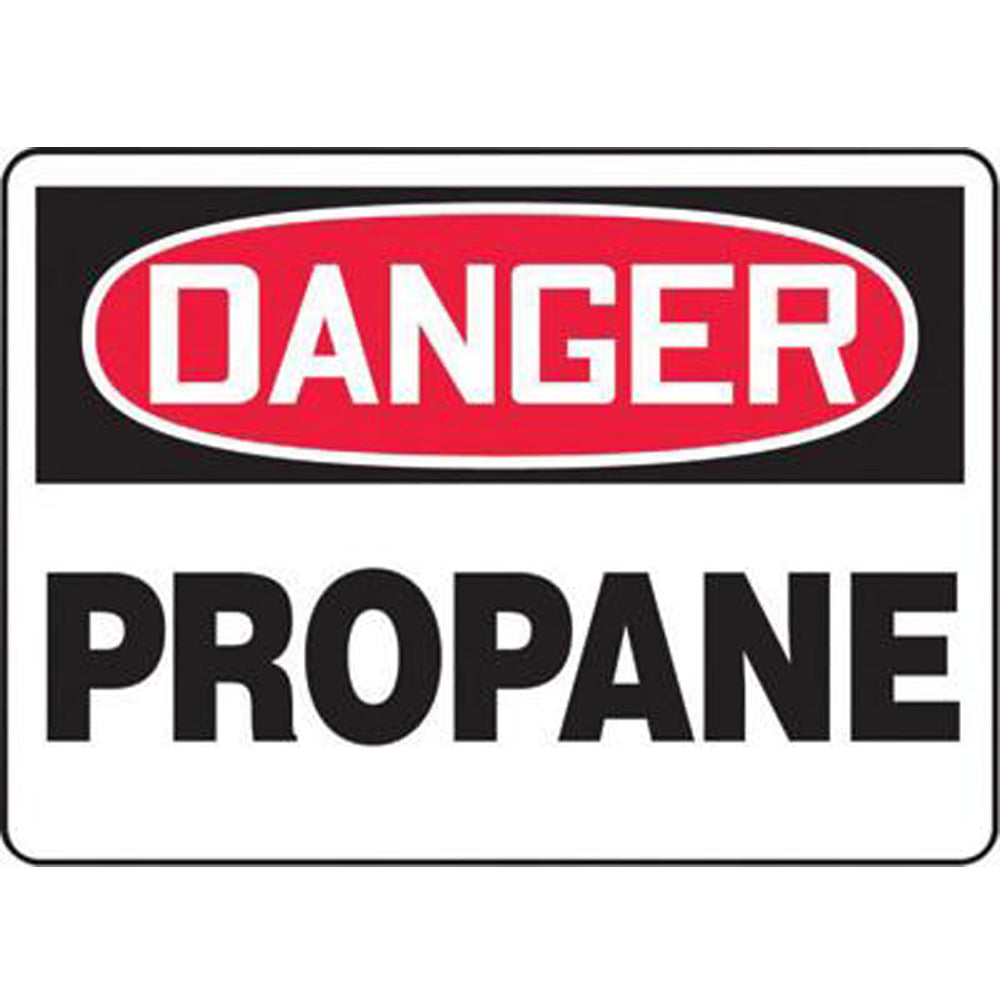 Accuform Signs 10" X 14" Black, Red And White 0.055" Plastic Chemicals And Hazardous Materials Sign "DANGER PROPANE" With 3/16" Mounting Hole And Round Corner-eSafety Supplies, Inc