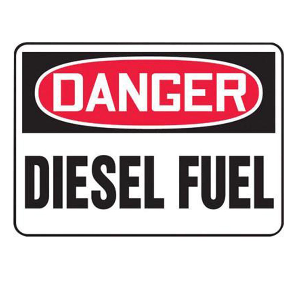Accuform Signs 7" X 10" Black, Red And White 0.055" Plastic Chemicals And Hazardous Materials Sign "DANGER DIESEL FUEL" With 3/16" Mounting Hole And Round Corner-eSafety Supplies, Inc