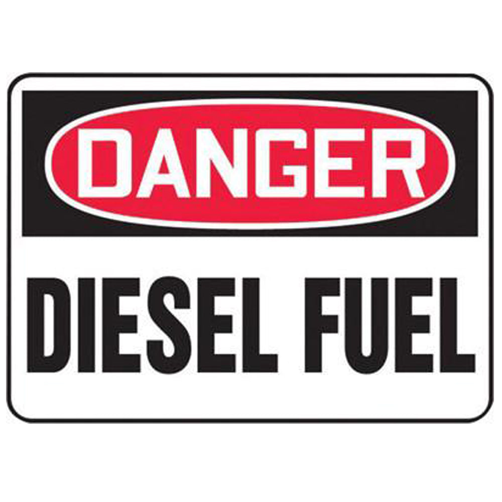 Accuform Signs 10" X 14" Black, Red And White 0.040" Aluminum Chemicals And Hazardous Materials Sign "DANGER DIESEL FUEL" With Round Corner-eSafety Supplies, Inc