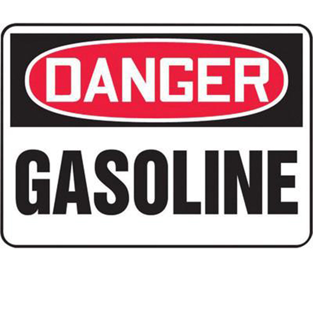 Accuform Signs 10" X 14" Black, Red And White 0.040" Aluminum Chemicals And Hazardous Materials Sign "DANGER GASOLINE" With Round Corner-eSafety Supplies, Inc