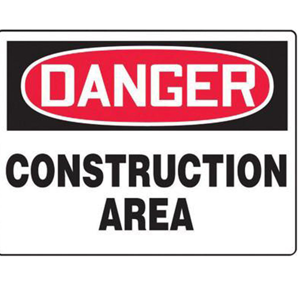Accuform Signs 7" X 10" Black, Red And White 4 mils Adhesive Vinyl Admittance And Exit Sign "DANGER CONSTRUCTION AREA KEEP OUT"-eSafety Supplies, Inc