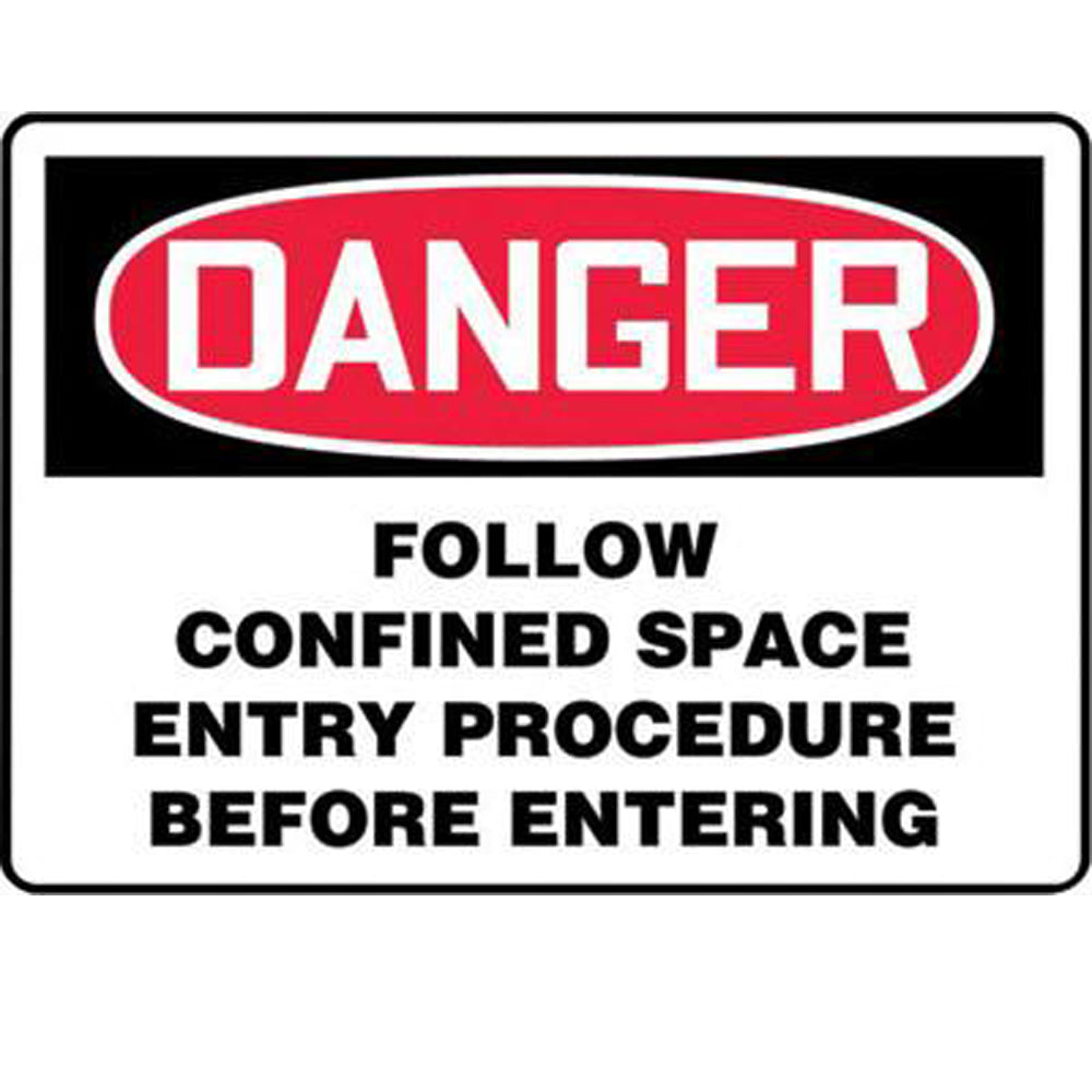 Accuform Signs 10" X 14" Black, Red And White 4 mils Adhesive Vinyl Sign "DANGER FOLLOW CONFINED SPACE ENTRY PROCEDURE BEFORE ENTERING"-eSafety Supplies, Inc