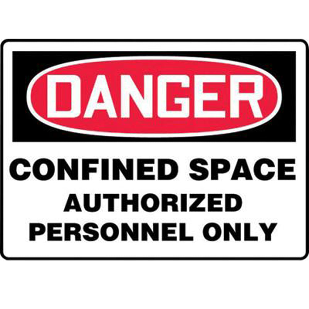 Accuform Signs 7" X 10" Black, Red And White 0.040" Aluminum Sign "DANGER CONFINED SPACE AUTHORIZED PERSONNEL ONLY" With Round Corner-eSafety Supplies, Inc