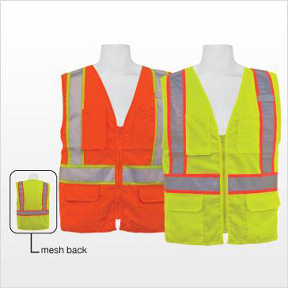 3A Safety - ANSI Certified Multi-pocket Safety Vest with Mesh Back Lime Color Size 2X-large-eSafety Supplies, Inc