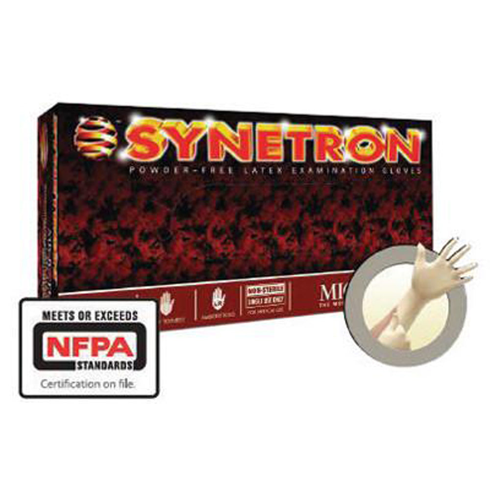 Microflex X-Large Natural 11.417" Synetron 9.1 mil Latex Ambidextrous Non-Sterile Medical Grade Powder-Free Disposable Gloves With Fully Textured Finish, Extended Beaded Cuff And Polymer Coating-eSafety Supplies, Inc
