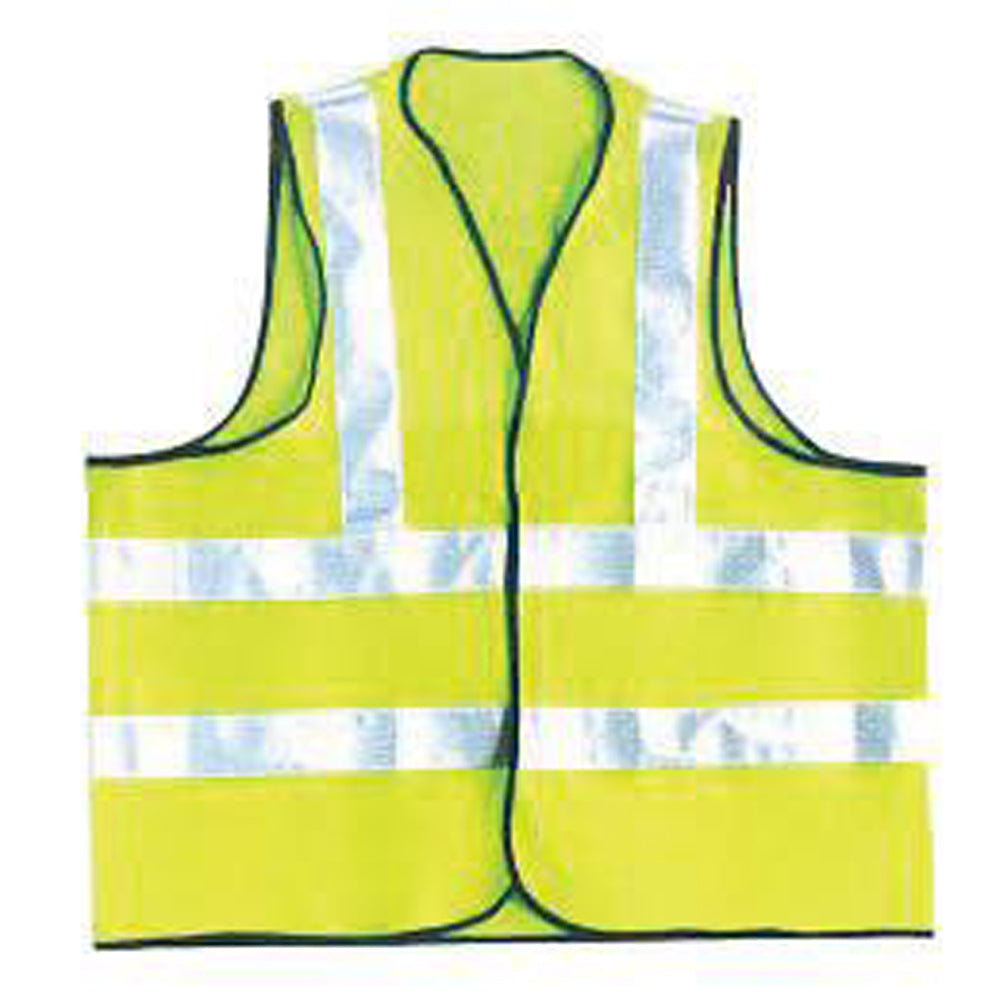 OccuNomix Medium Hi-Viz Yellow OccuLux Premium Light Weight Solid Cool Polyester Tricot Class 2 Dual Stripe Full Sleeveless Traffic Vest With Front Hook And Loop Closure And-eSafety Supplies, Inc
