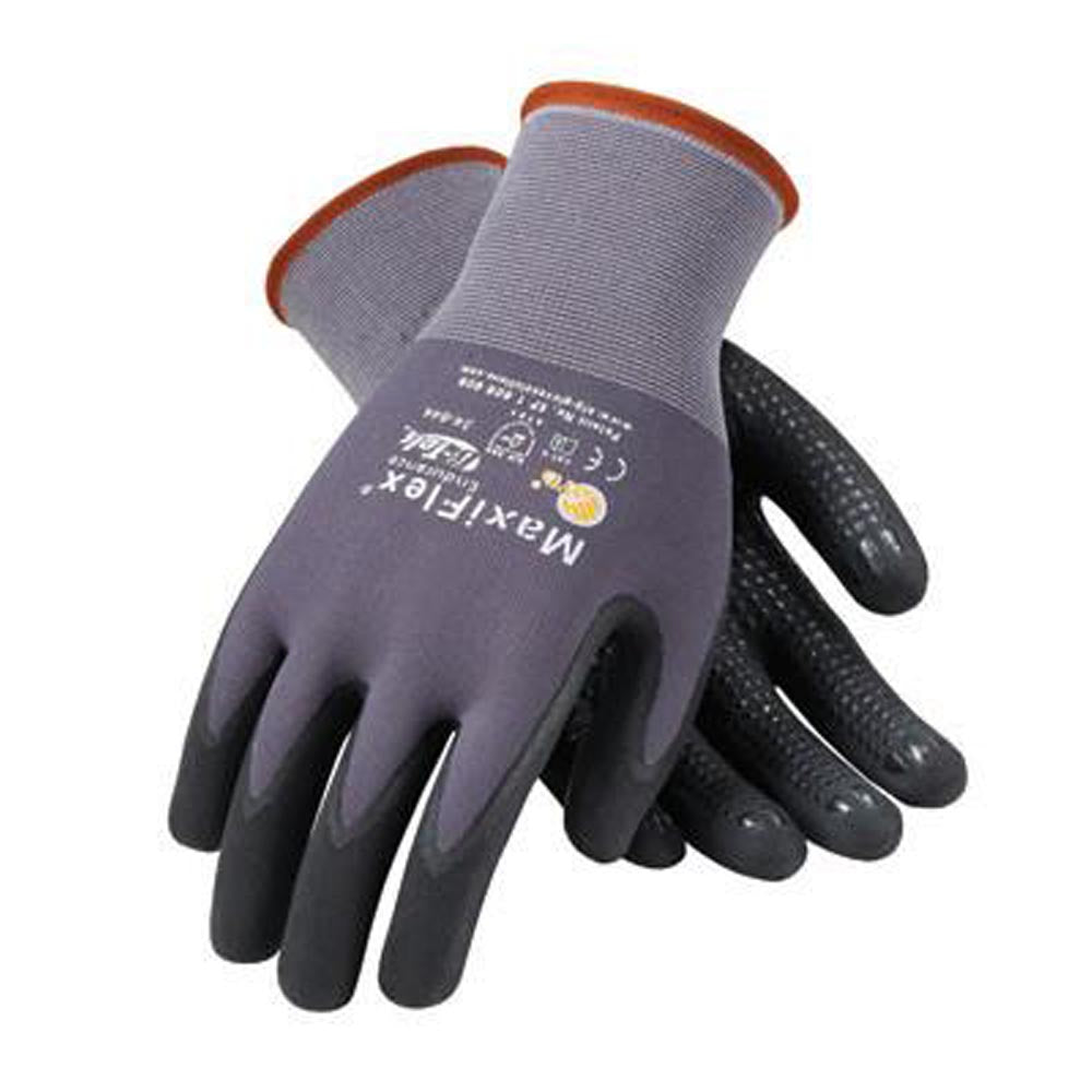 Protective Industrial Products 34-844/XL X-Large MaxiFlex Endurance by ATG 15 Gauge Abrasion Resistant Black Micro-Foam Nitrile Palm And Fingertip Coated Work Gloves With Gray Seamless Knit-eSafety Supplies, Inc