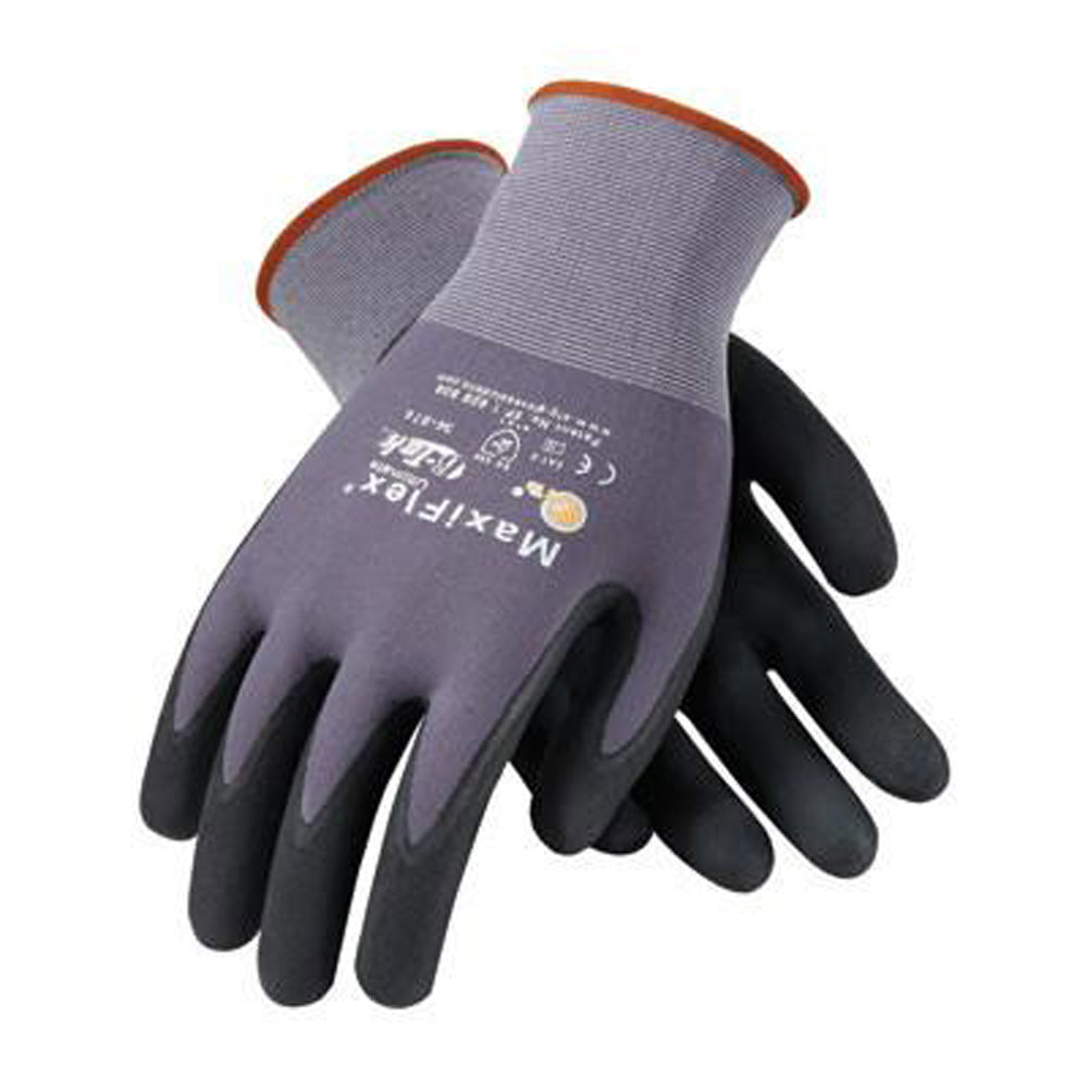 Protective Industrial Products Medium MaxiFlex Ultimate by ATG 15 Gauge Abrasion Resistant Black Micro-Foam Nitrile Palm And Fingertip Coated Work Gloves With Gray Seamless Knit Nylon And-eSafety Supplies, Inc