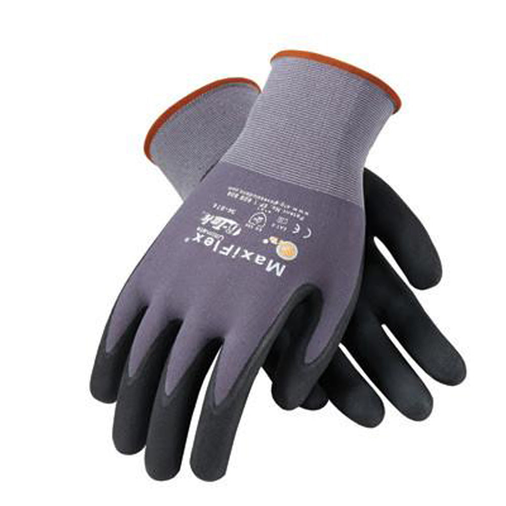 Protective Industrial Products X-Large MaxiFlex Ultimate by ATG 15 Gauge Abrasion Resistant Black Micro-Foam Nitrile Palm And Fingertip Coated Work Gloves With Gray Seamless Knit Nylon And-eSafety Supplies, Inc