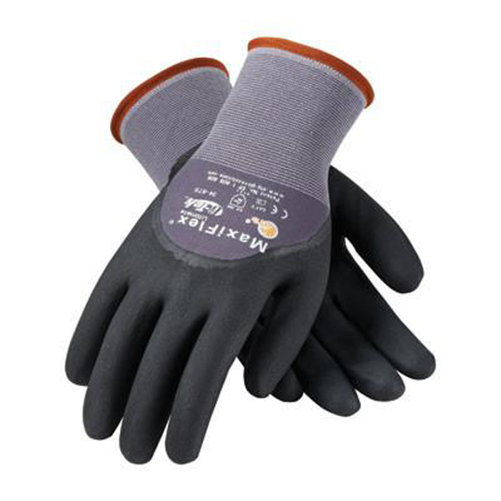 Protective Industrial Products Medium MaxiFlex Ultimate by ATG 15 Gauge Abrasion Resistant Black Micro-Foam Nitrile Palm, Finger And Knuckle Coated Work Gloves With Gray Seamless Knit Nylon And-eSafety Supplies, Inc