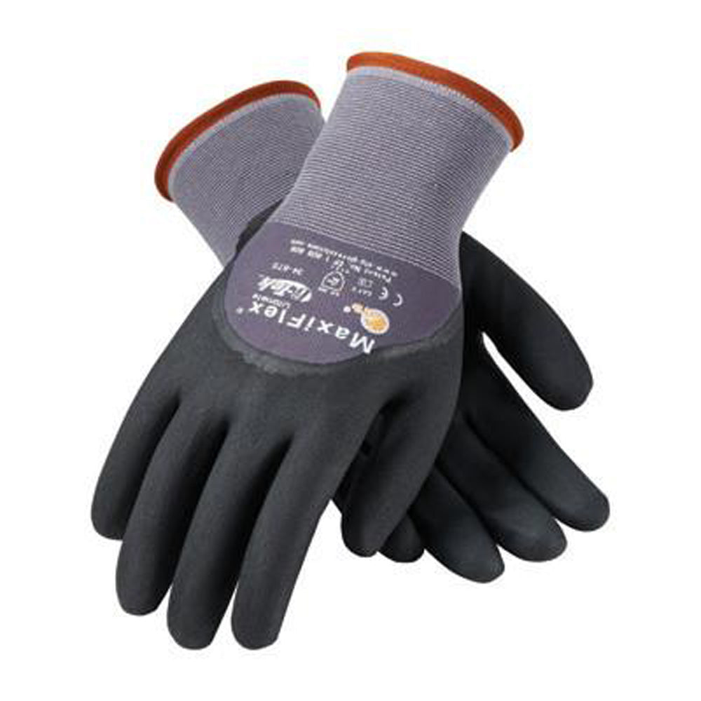 Protective Industrial Products X-Large MaxiFlex Ultimate by ATG 15 Gauge Abrasion Resistant Black Micro-Foam Nitrile Palm, Finger And Knuckle Coated Work Gloves With Gray Seamless Knit Nylon And-eSafety Supplies, Inc