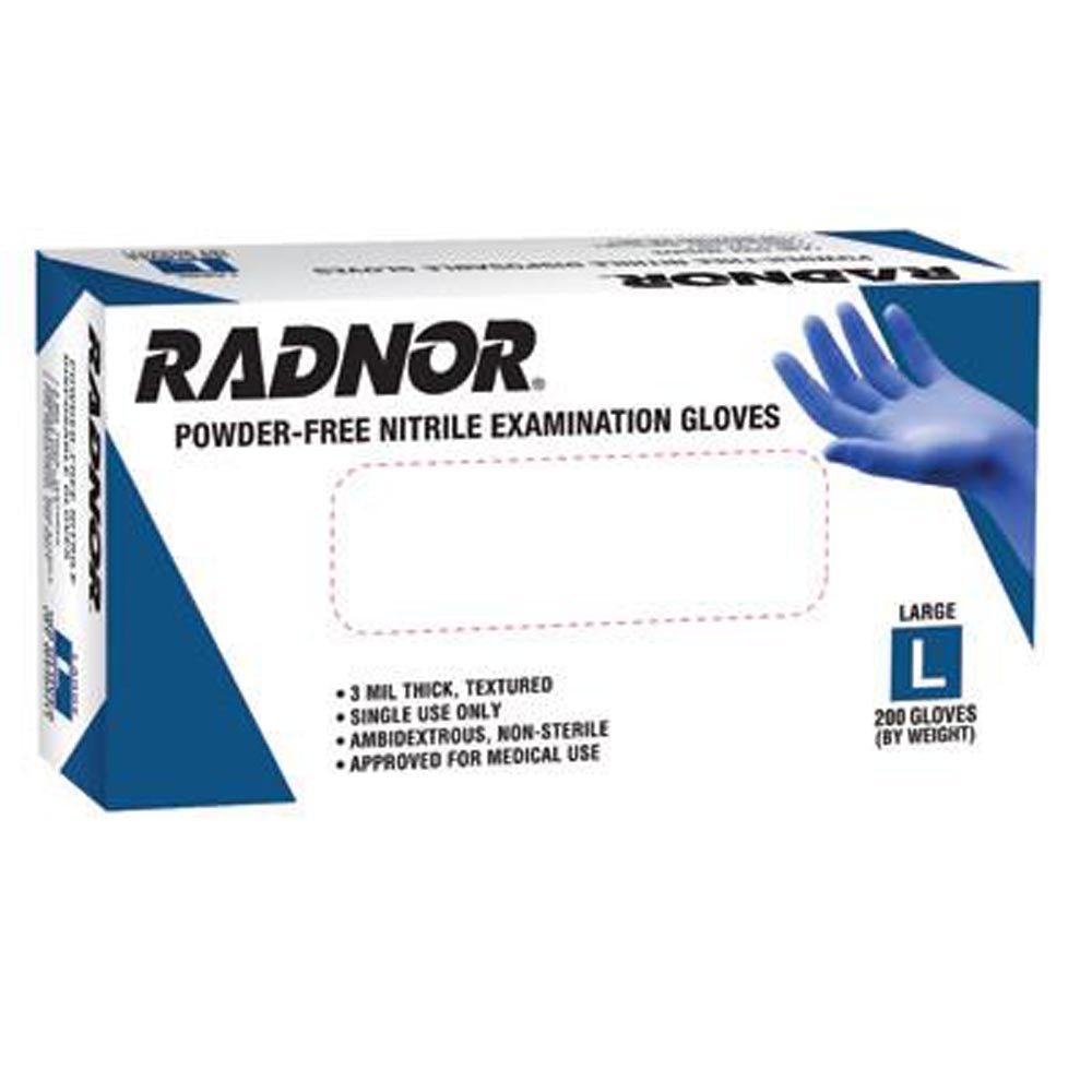Radnor Small Blue 9 1/2" 3 mil Medical Exam Grade Latex-Free Nitrile Ambidextrous Non-Sterile Powder-Free Disposable Gloves With Textured Finish-eSafety Supplies, Inc