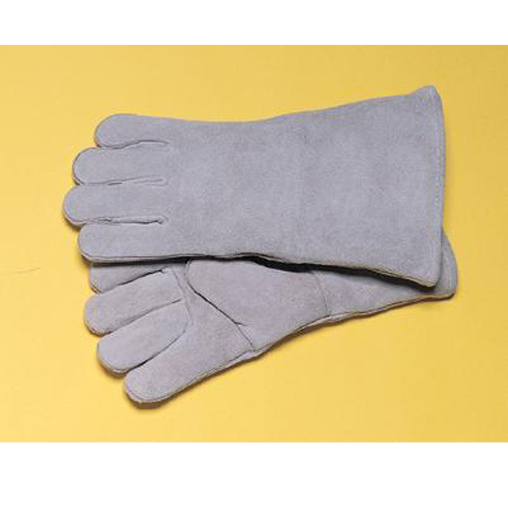Radnor Large Pearl Gray 14" Shoulder Split Cowhide Cotton Sock Lined Welders Gloves With Wing Thumb-eSafety Supplies, Inc
