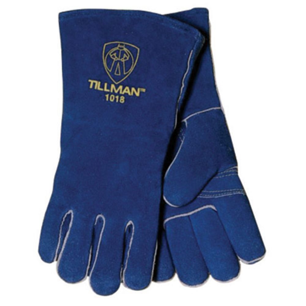 Tillman® Large 14" Blue Slightly Select Shoulder Split Cowhide Cotton/Foam Lined Left Hand Stick Welders Gloves With Welted Fingers And Kevlar® Thread Locking Stitch-eSafety Supplies, Inc