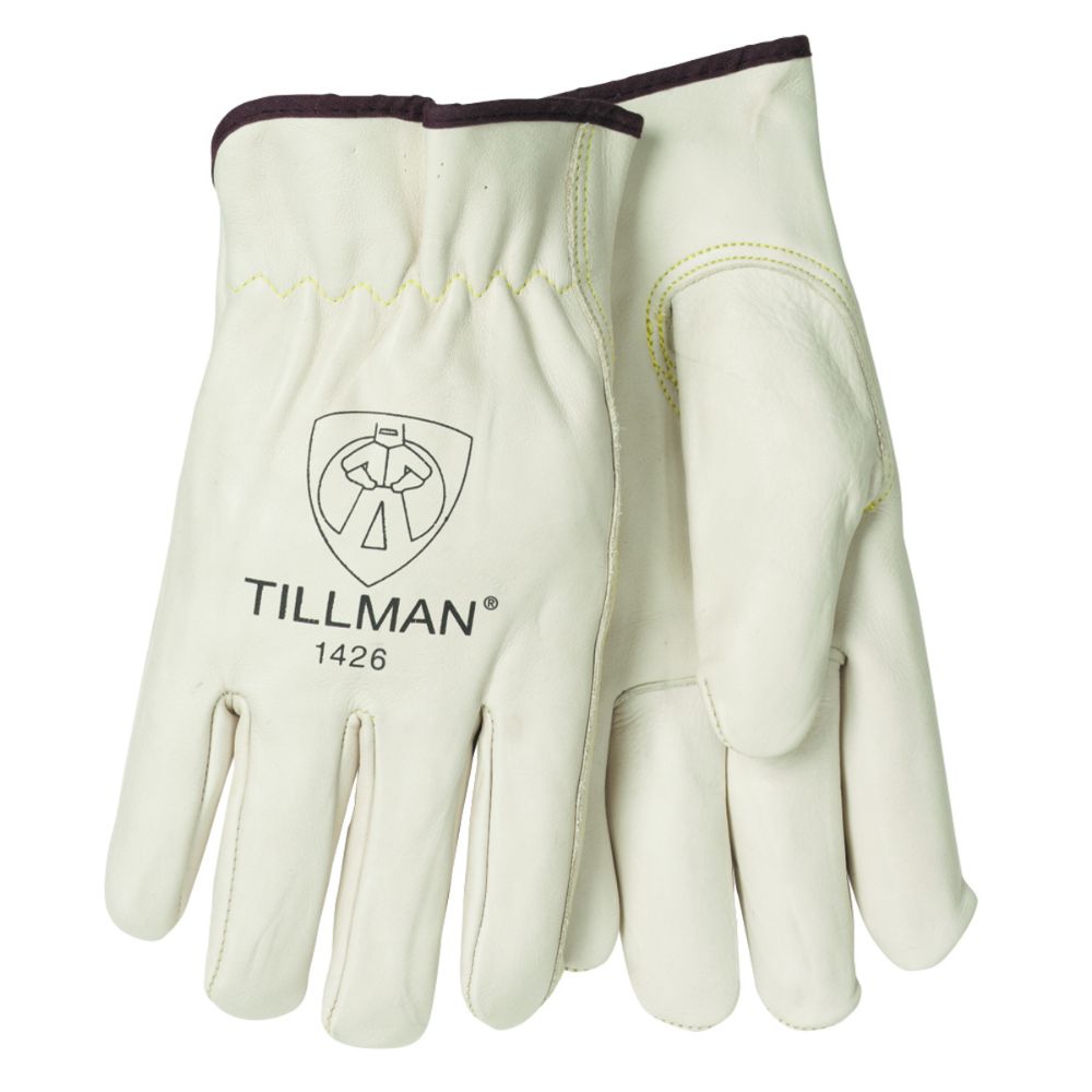 Tillman Large Pearl White Standard Top Grain Leather Unlined Drivers Gloves-eSafety Supplies, Inc