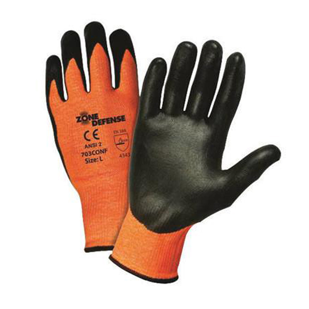 West Chester Large Zone Defense Cut And Abrasion Resistant Black Nitrile Foam Palm Coated Work Gloves With Elastic Knit Wrist-eSafety Supplies, Inc